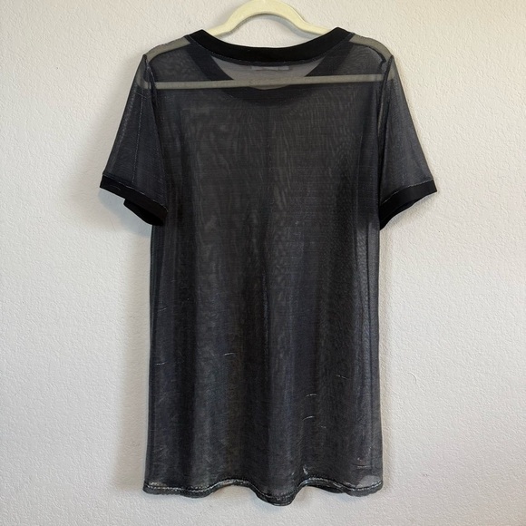 Lucy in the Sky Black Silver Short Sleeve Metallic Overlay Shirt Dress - Picture 7 of 10